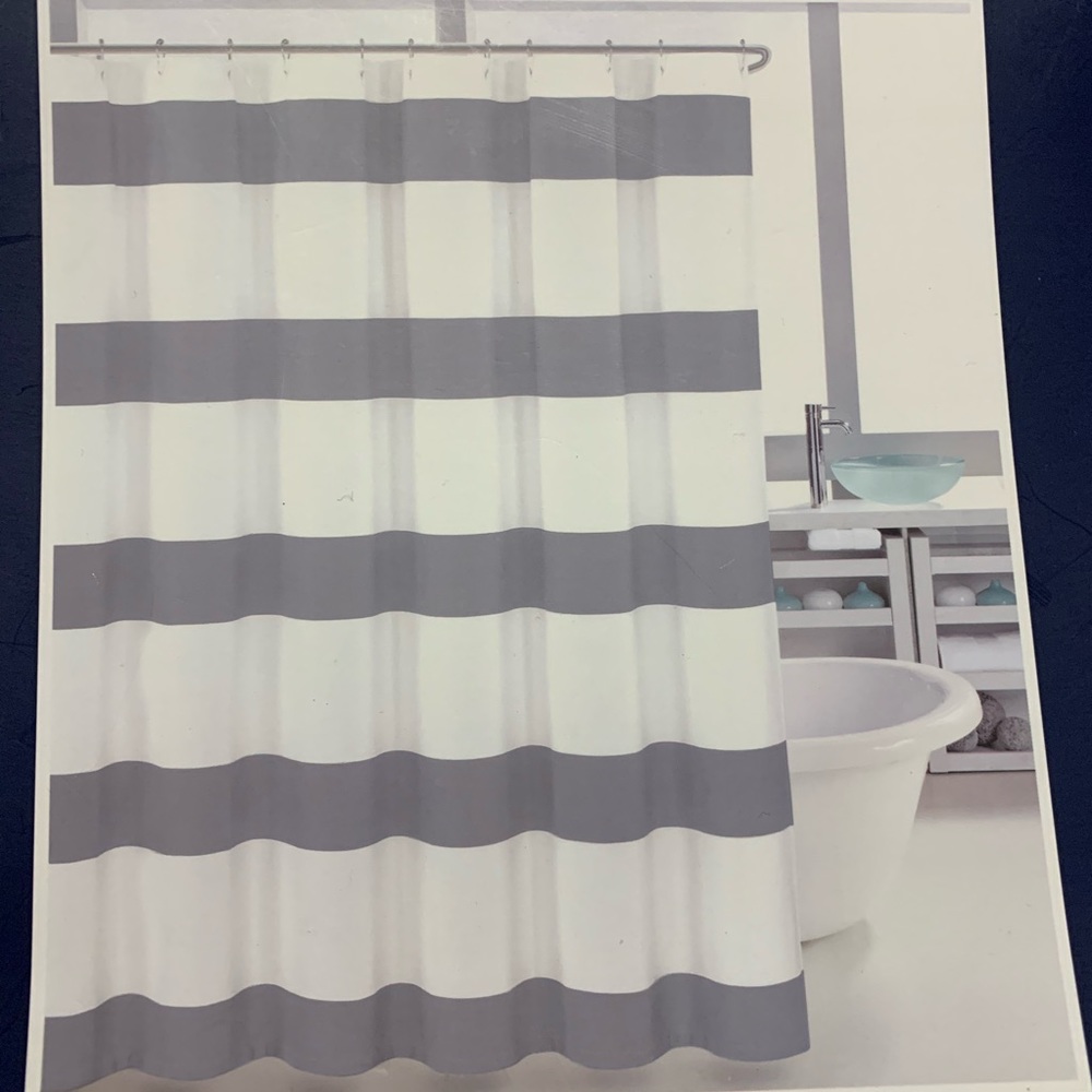 Nautica Stripes Shower Curtain White/Grey 72x72”